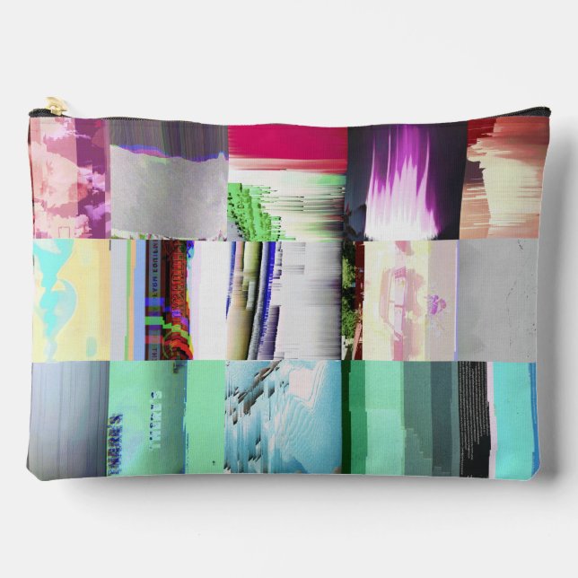 Failure to Load Dark Glitch Art Abstract Grid Accessory Pouch (Front)
