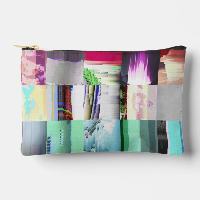 Failure to Load Dark Glitch Art Abstract Grid Accessory Pouch (Front)