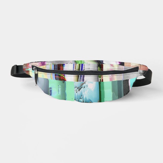 Failure to Load Dark Glitch Art Abstract Grid Bum Bags (Front)