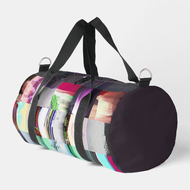 Failure to Load Dark Glitch Art Abstract Grid Duffle Bag (Left Corner)