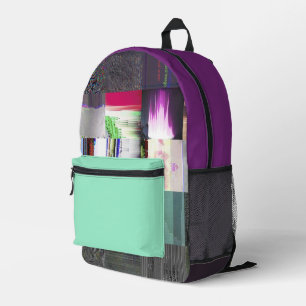 Failure to Load Dark Glitch Art Abstract Grid Printed Backpack