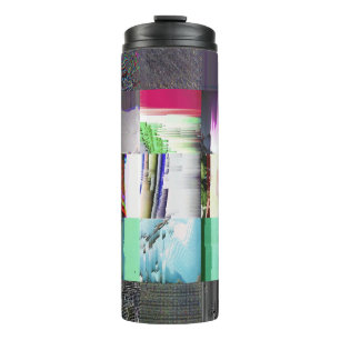 Failure to Load Dark Glitch Art Abstract Grid Thermal Tumbler