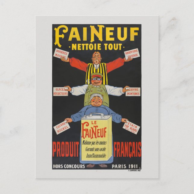 Faineuf France Vintage Poster 1911 Postcard (Front)