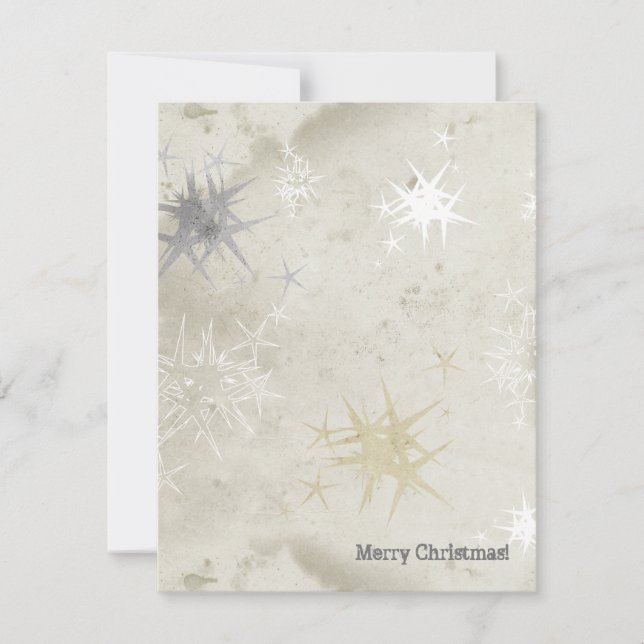 Faint Beige Grunge Stars' Groups Texture Christmas Holiday Card (Front)