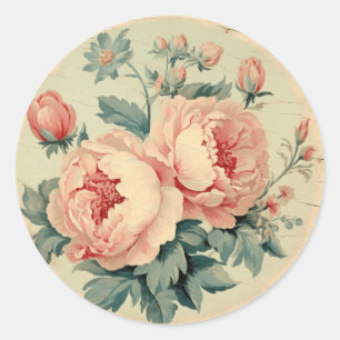Faint Memories, Peach Shabby Chic Classic Round Sticker