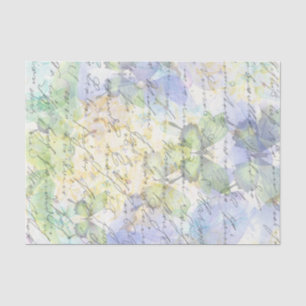 Faint Vintage Light Blue Floral Decoupage Tissue Paper