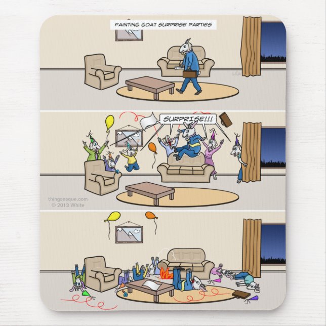 Fainting Goat Surprise Parties Mousepad (Front)