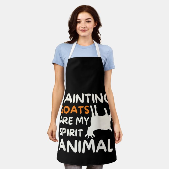 Fainting Goats Are My Spirit Animal Funny Goat Lov Apron (Worn)