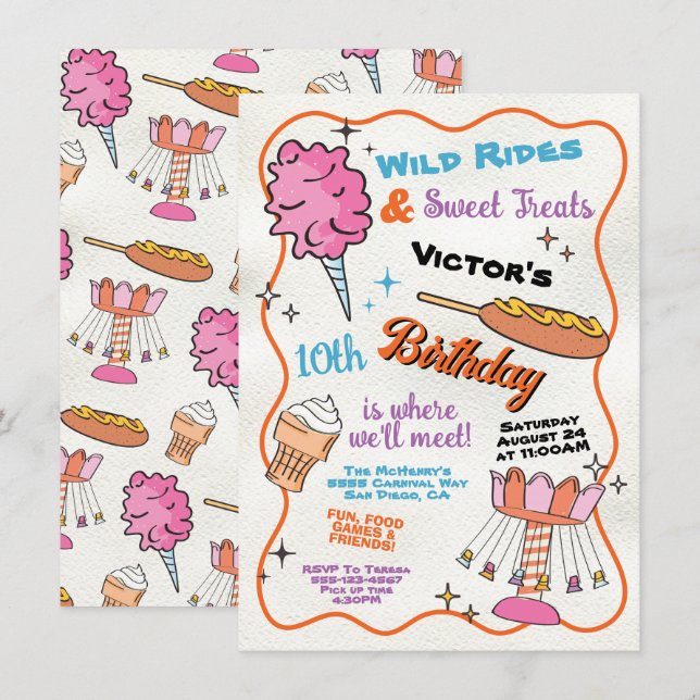 Fair Carnival Amusement park Circus Birthday Invitation (Front/Back)