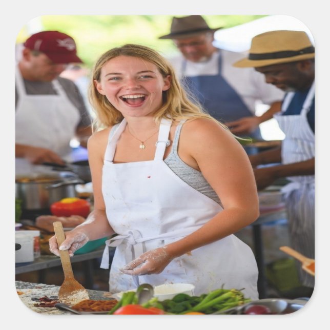 Fair Cook Off Photo Customize Square Sticker (Front)