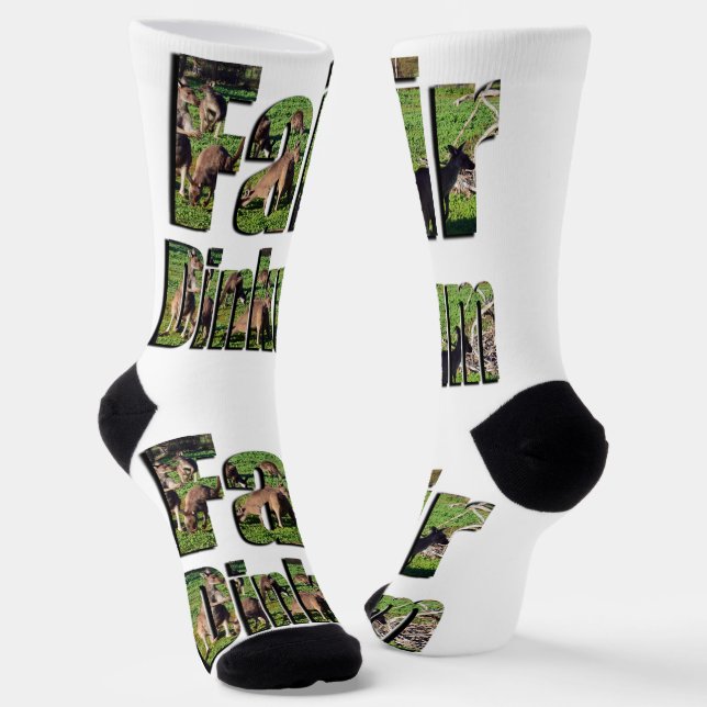 Fair Dinkum Aussie Slang Word With Kangaroos, Socks (Angled)