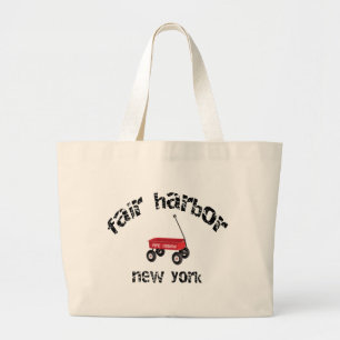 Fair Harbour Fire Island Red Wagon New York beach Large Tote Bag