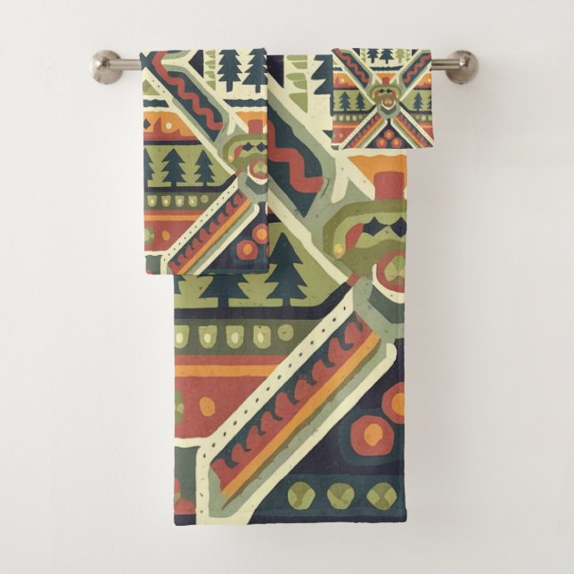 Fair isle Christmas 4 Bath Towel Set (Insitu)