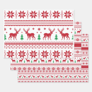 Fair Isle Christmas Design Wrapping Paper Sets