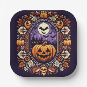 Fair Isle/Colorwork Vintage Halloween/fall Paper Plate