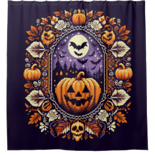 Fair Isle/Colorwork Vintage Halloween/fall Shower Curtain