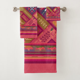 Fair isle design bath towel set