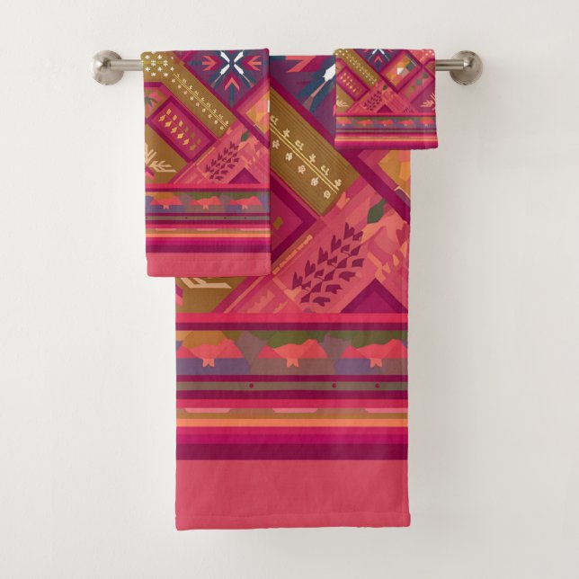 Fair isle design  bath towel set (Insitu)