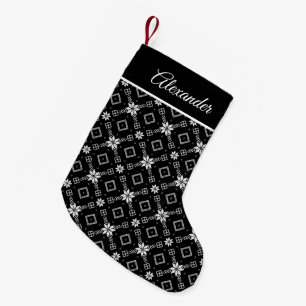 Fair Isle Floral Pattern Red Small Christmas Stocking