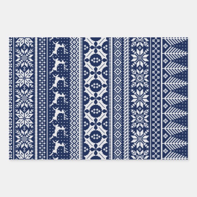 Fair Isle Knit Sweater Wrapping Paper Sheet (Front)