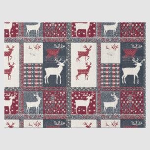 Fair Isle Knitted Patchwork Rustic Reindeer (2) Tissue Paper