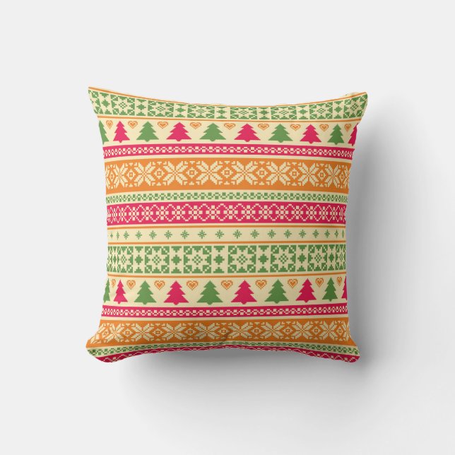 Fair Isle Style Christmas Seamless Cushion (Front)