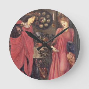 Fair Rosamund and Queen Eleanor (mixed media on pa Round Clock