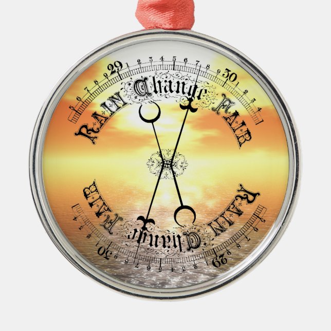 Fair Weather Barometer Sunset Christmas Pendant Metal Tree Decoration (Front)
