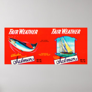 Fair Weather Brand Salmon Label- Seattle, WA Poster