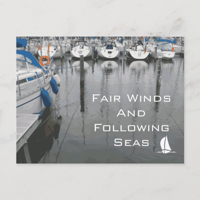 Fair Winds and Following Seas Phrase of Good Luck Postcard (Front)