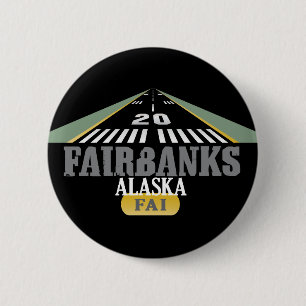 Fairbanks Alaska - Airport Runway 6 Cm Round Badge