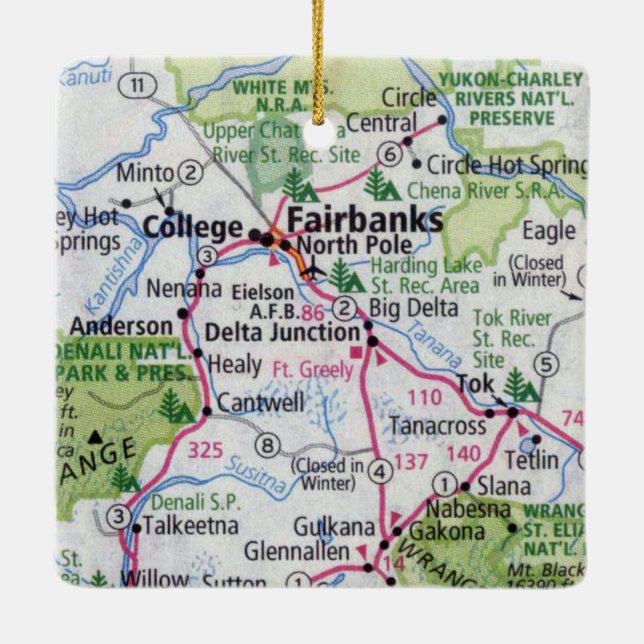 Fairbanks Alaska and North Pole Ceramic Ornament (Back)