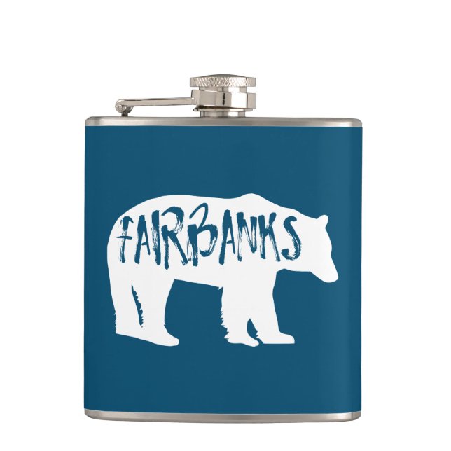 Fairbanks Alaska Bear Hip Flask (Front)