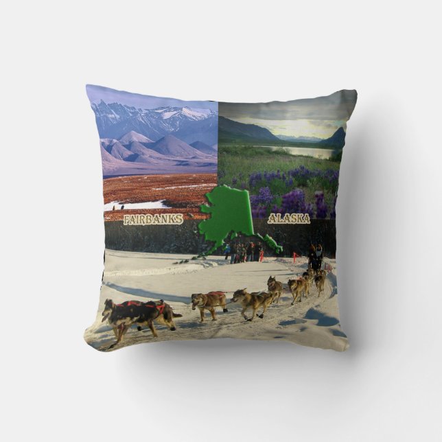 Fairbanks, Alaska Collage Cushion (Front)
