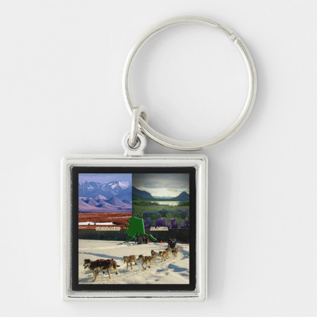 Fairbanks, Alaska Collage Key Ring (Front)