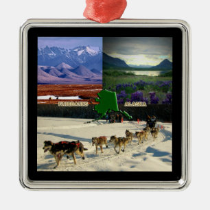 Fairbanks, Alaska Collage Metal Tree Decoration