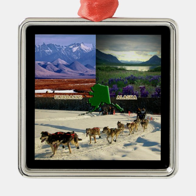 Fairbanks, Alaska Collage Metal Tree Decoration (Front)