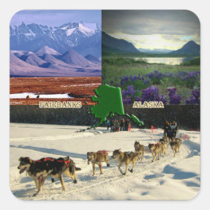 Fairbanks, Alaska Collage Square Sticker