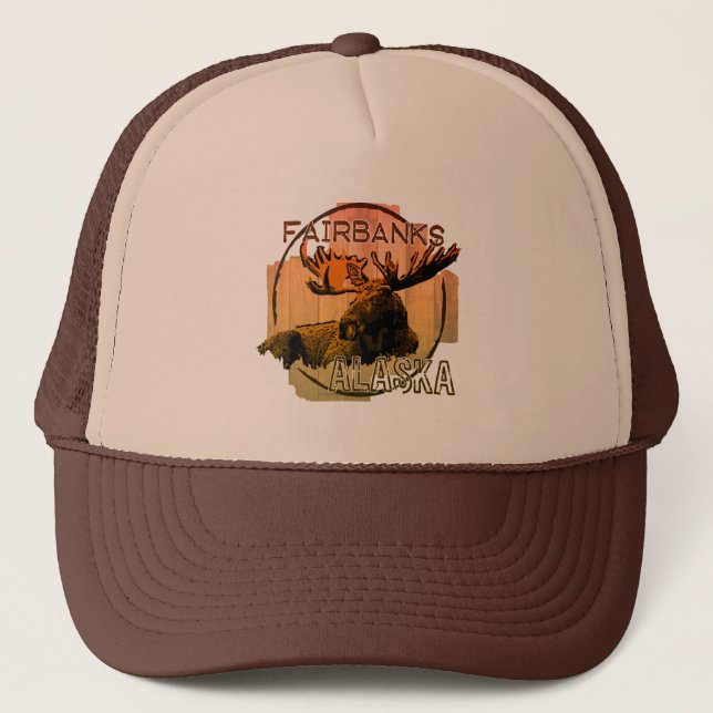 Fairbanks Alaska orange rustic moose hat (Front)