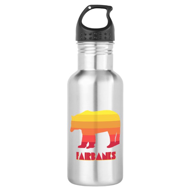 Fairbanks Alaska Rainbow Bear 532 Ml Water Bottle (Front)