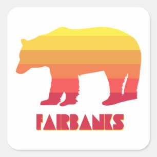 Fairbanks Alaska Rainbow Bear Square Sticker
