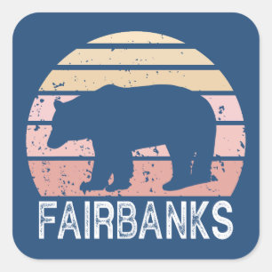 Fairbanks Alaska Retro Bear Square Sticker