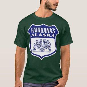 Fairbanks Alaska Retro Bird Shield Blue T-Shirt