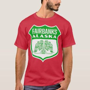 Fairbanks Alaska Retro Bird Shield Green T-Shirt
