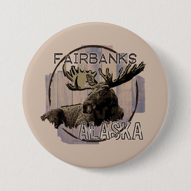 Fairbanks Alaska rustic moose button (Front)