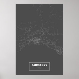 Fairbanks, Alaska (white on black) Poster