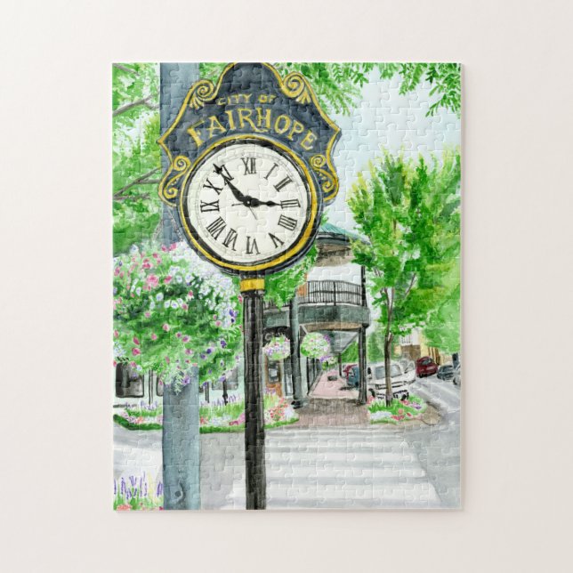 Fairhope Alabama Watercolor Jigsaw Puzzle (Vertical)
