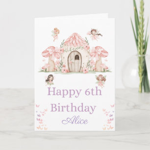 Fairies and a Fairy Cottage Happy 6th Birthday  Card