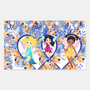 fairies and hearts rectangular sticker