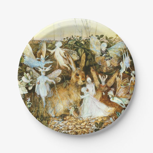 Fairies and Rabbit Paper Plate (Front)